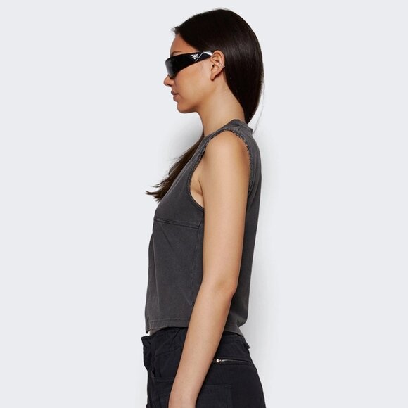 Alexander Wang V-Neck Tank Top in Faded Black - Picture 12 of 13